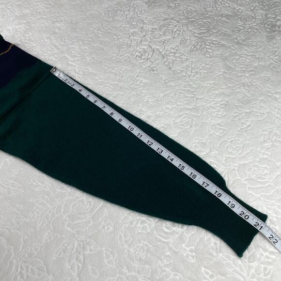 VTG 100% Super Lambswool Scotland Forest Green Argyle V-neckline Preppy Sweater - Picture 12 of 14